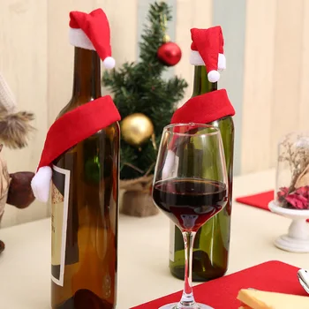 20PCS/Daug(10VNT hat +10VNT skara ) Kalėdų kūrybos namų reikmenys Butelio dekoracija Kalėdų ornamentu Vyno butelio dangtelį Šalis