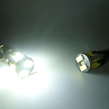 2vnt BA9S 5630 10 SMD CANBUS Gintaro/Geltona balta LED Salono Lemputės Skaitymui Lemputė, Stovėjimo Žibintas Licenciją Plokštelės Šviesos