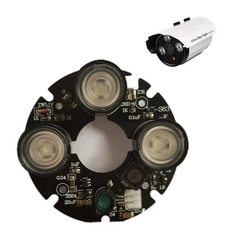 3 matrica IR led Vietoje Šviesos Spindulių 3x IR LED valdybos CCTV kameros, naktinio matymo (skersmuo-53mm)
