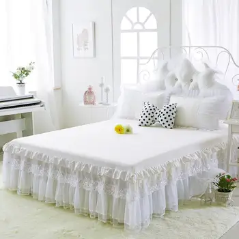 42New medvilnės lova, sijonai, baltos embroidey nėrinių lovatiesė paklode vestuvių twin visą karalienė king size lova princesė dangtis