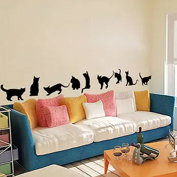 9 Katės Nuimamas Sienų Lipdukai Namų Kambarį Vaikams, Miegamojo Puošimas Meno Lipdukas 