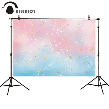 Allenjoy fone fotostudija mišrios spalvos rūkas debesų kūdikių šviečia auksinių žvaigždžių fone photocall photobooth prop