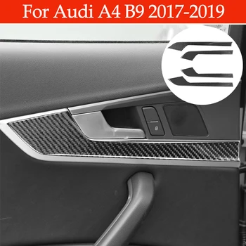 Audi A4 B9 2017-2019 Automobilių Vidinės Durų apdailos Apdailos Anglies Pluošto, Lipdukai, Aksesuarai 4PCS/SET