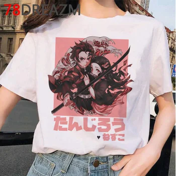 Demon Slayer Kimetsu Nr. Yaiba moterys, pora drabužių kawaii plius dydis japonijos derliaus vasarą viršuje streetwear pora drabužiai