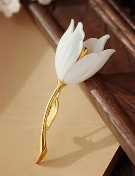 Europa moda ristabilisce antichi balta tulpė spilla pin Femmina catena sciarpe accessori fibbia Una spilla