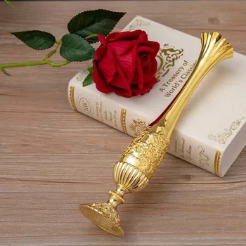 Europos Vintage Gold Gėlių Vaza Kūrybos Metalo Lydinio Hydroponic Prietaiso Kambario Dekoro Ornamentą Namų Dekoro Priedai