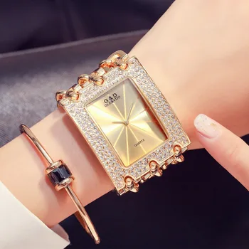 G&D 2018 NAUJŲ Prabangos Ponios, Apyrankės, Laikrodžiai, Aukso Mados Kristalų Moterų Kvarciniai Laikrodžiai Reloj Mujer Montre Femme Laikrodis Dovanos