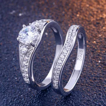 JoyceJelly Madinga Žiedų Rinkinys Moterims Vestuvių Papuošalai 925 Sidabro Spalvos Žiedas aplink Akmens Fine Jewelry Žiedą Sužadėtuvių Dovanas 2020 m.