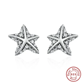 Karšto Pardavimo 925 Sterling Silver Star Atogrąžų Žvaigždė Stud Auskarai Moterims, Aišku, CZ bižuterijos Bijoux PAS514