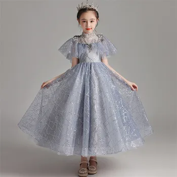 Korėjos Saldus, Elegantiškas, Aukštos kokybės Vaikų Mergaičių Fortepijonas Kostiumai Princesė Tinklelio Suknelė Vaikams Kūdikiams Vestuves Priimančiosios Purus Suknelė