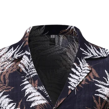 Lapai Spausdinti Hawaiin Marškinėliai Vyrams 2019 M. Vasarą Naujų trumpomis Rankovėmis Beach Marškinėliai Mens Atsitiktinis Mygtuką Žemyn Marškiniai Atostogų Chemise 2XL
