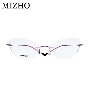 MIZHO Prekės 15g Super Light Cat eye akiniai, Rėmeliai Moterų Optinis Titano 2019 Aukštos Elastinga Kokybės Akinių Rėmeliai Stiprus