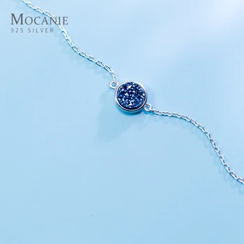Mocanie Autentiški 925 Sterling Silver Blue Crystal Akmens Turas Ratas Bangle Apyrankės Moterims Nuorodą Grandinės Fine Jewelry 2020 Naujas