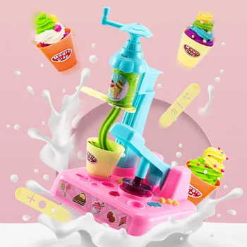 Molio rinkinys pelėsių vaikus mergina žaislai 3D ledų, makaronų mašina gumos molio žaidimas namai 