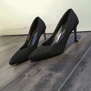 Moterų Aukštakulniai Zapatos De Mujer Moterų Batų Mados Blizgančiais Prabangūs Batai Moterų Dizainerio Batus juodos spalvos aukštakulnius moterų batai
