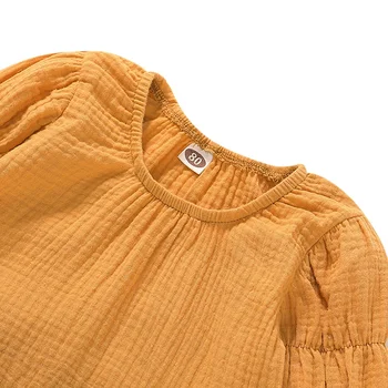 Nauji Kūdikių, Mergaičių Drabužiai 2vnt Mados Long Sleeve T-Shirt+Džinsinio Šortai Nustatyti Dviejų dalių Vaikams vientisos Spalvos