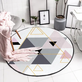 Pasienio mados ir paprastumo Šiaurės trikampis Pilkai Rausvos spalvos, Apvalios, miegamojo kambarį kristalų aksomo kilimas grindų kilimėlis