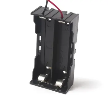 Plastikiniai Įrašo Tipo Baterijų Laikiklis Laikymo Dėžutė Atveju 2*18650 Bateriją Raudonas ir Juodas Laidas Veda Ličio Baterijos 2 x 18650