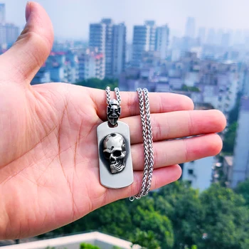 Plieno kareivis punk rock kaukolė pakabukas karoliai bižuterijos 2019 devill skeletas amuletas sunkiosios grandinės juvelyrikos