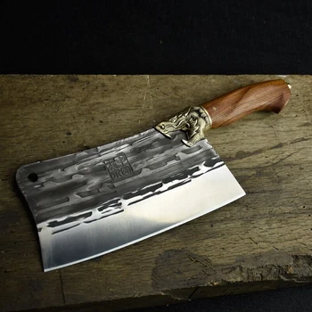 Rankinio kalimo virtuvinis peilis Longquan tradicinių namų slicer dvasios ranką senas retro chef peilis pjovimo kaulų peilis