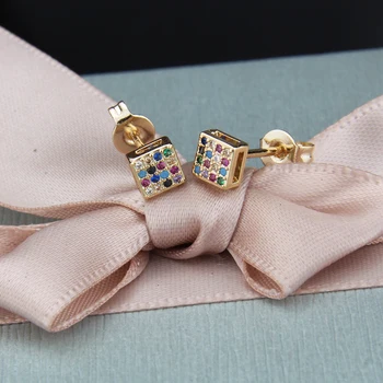 SUNSLL Naujas mados aukso stud auskarai sumaišyti kubinis cirkonis apvalūs / Kvadratiniai auskarai moterims/merginoms paprasta bauda papuošalai, auskarai dovanos