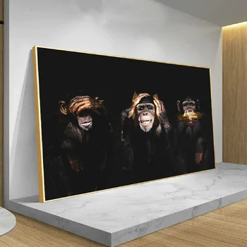 Tamsiai Protingas 3 Beždžionių Gorilos Nuotraukas Gyvūnų Plakatų Ir Grafikos Paveikslai Tapyba Sienos Meno Kambarį Apdaila