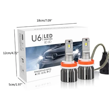 U6 Automobilių Žibintai LED H1 H4 H7, H8, H9 H11 9005 9006 9012 Lempos Automobilių Žibintų Lemputės Auto priekiniai Žibintai, Automobilių Reikmenys