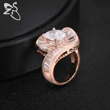 ZS Rose Aukso Vestuviniai Žiedai Moterims bižuterijos Kristalų Derliaus Vestuvinis Žiedas Sidabro Spalvos Sužadėtuvių Žiedai Moterims Anillo