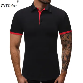 ZYFG nemokamai naujas vyrų marškinėliai kieto spalvų trumparankoviai turn-žemyn apykaklės marškinėliai atsitiktinis paprasta sporto mada mada Viršūnės