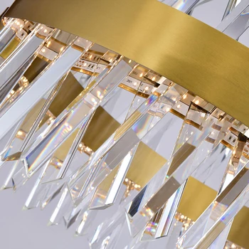 Šiuolaikinės kristalų liustra už kambarį prabangus LED kristalų (lcd lempos apvalios aukso/chrome poliruoto plieno pakabinti apšvietimo šviestuvas
