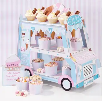 1pack Ice Cream Van Stovėti Automobilių Stendas Įvykis & Party Vienkartiniai Birdcage Cupcake Stendas, Stendas, Saldumynai