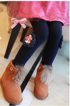 2019 mergina sustorėjimas, Su aksomo Antblauzdžiai kelnės medvilnės GĖLIŲ mados šiltas Ruožas Dugno kelnės Rudens-žiemos drabužiai vaikams