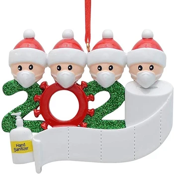 2020 Kalėdų Ornamentu Asmeniniams, Šeimos Maitintojo 2 3 4 5 Dervos Dekoracijas, Kaukes Rankomis plauti Kalėdų Eglutės Kabo Pakabukas