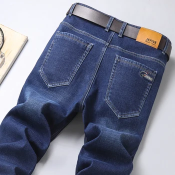 2020 m. Žiemos Naujų vyriškų drabužių Prekės ženklo Plius Aksomo Storio Jeans Black Blue Verslo Atsitiktinis Ruožas Džinsinio audinio Kelnės Classic Slim Kelnės