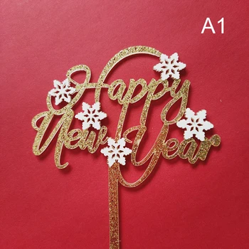 2021 Creativiteit Akrilo Gelukkig Nieuwjaar Tortas Topper Vrolijk Kerstfeest Decoraties Huis Voor Tortas Dekoravimo Gereedschap