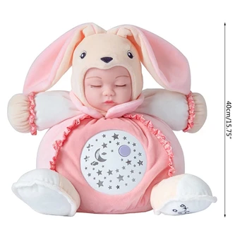 40cm Cute Bunny Minkštas Pliušinis Žaislas, Lėlė Panoraminis Žvaigždėto Dangaus Projekcija Šviesos Lempos F3ME