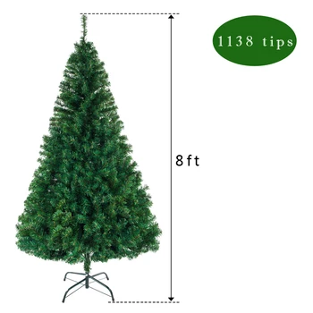8FT Kalėdų Eglutė su 1138 Šakos Dirbtinės Šifruojami PVC Kalėdų Didelis Medis Kalėdų Dekoro Namuose, Šaliai, Papuošalai