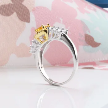 Aukso gamtos geltona deimantų papuošalai literatūros mergina svajonė prabangos 18K padengtą mados žiedas