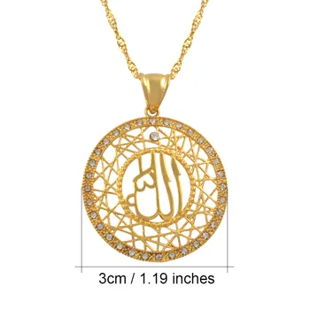 Aukso Spalva Dievas Kaklo Grandinės & Žavesio Pakabučiai Išskirtinį Islamo Vėliava Musulmonų Pranašo Mahometo Papuošalai