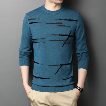 Aukščiausios Kokybės vyriški Minkštos Medvilnės Multi-Color Crewneck Sweater 2020 Nauja Rudens Žiemos ilgomis Rankovėmis Megzti Slim Fit Megztiniai Megztinis