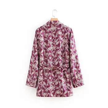 Bella 2018 M. Rudenį Elegantiškas Retro Gėlių Lapų Spausdinimo Kimono Kailio Striukė Nėrinių Varčias Cardigan Viršūnes Ponios Atsitiktinis Palaidų Outwear