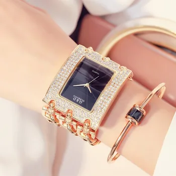 G&D 2018 NAUJŲ Prabangos Ponios, Apyrankės, Laikrodžiai, Aukso Mados Kristalų Moterų Kvarciniai Laikrodžiai Reloj Mujer Montre Femme Laikrodis Dovanos