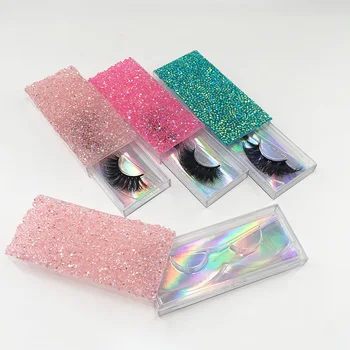 Individualių Visą Juostelės Blakstienas Atveju Holografinis Pink Diamond Tuščias Blakstienų Pakuotės 10mm 15mm 18mm 20mm Blakstienų