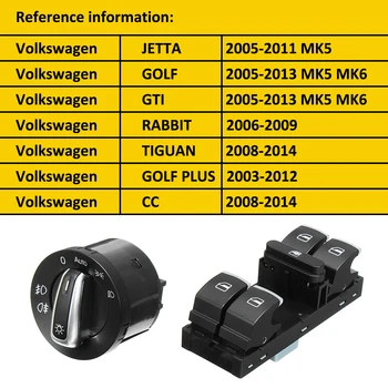 Langas priekinis žibintas, Veidrodis Feul Atvartu, Durų Jungiklis Mygtukas, skirtas VW Jetta Golf MK5 6 Tiguan TRIUŠIS Jungiklis relay Interjero dalis