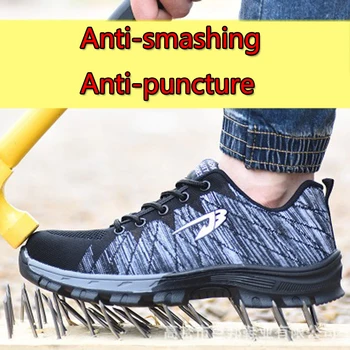 Mados Didelio Dydžio 35-48 Kvėpuojantis Plieno Toe Cap Darbo Batai 2019 vyriški Batai Lauko Anti-smashing Anti-piercing Saugos Batai