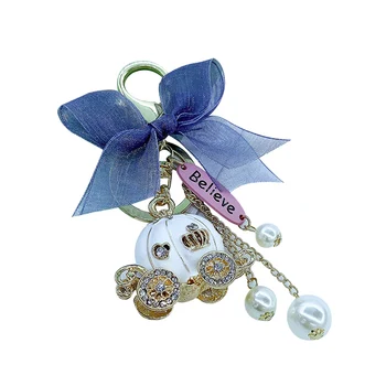 Mielos Moterys, Moliūgų Dirbtiniais Pearl Kalnų Krištolas Keychain Raktų Pakabukas Kabo Ornamentu