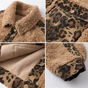 Moterų Leopard ėriukų vilna Dirbtiniais kailių paltai 2020 korėjos Rudens Žiemos Naujas Sudurti Trumpas, Šiltas, Storos Moterys, kailis Purus Ponios kailiniai paltai