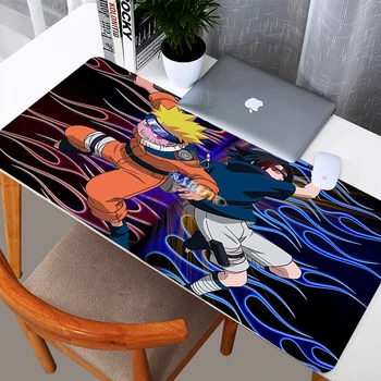 Naruto Ir Sasuke Kilimėlis Didelis Anime Žaidimų Pelės mygtukai Fiksavimo Krašto Gumos Minkštas Nešiojamojo Kompiuterio Stalas Kilimėlis 40x90cm Sustorėti