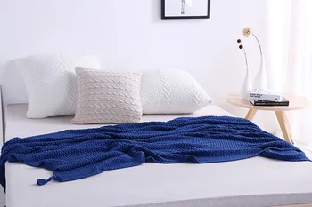 Naujos aukštos kokybės Japoniškos medvilnės, balta, smėlio, ruda, pilka, mezgimo antklodė už sofa/lova/home antklodė su kutai pavasario