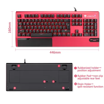 Profesinės Mechaninė Žaidimų Klaviatūra, LED Apšvietimu ir Klaviatūros 104 Klavišai Metalo Skydelis Ergonomiškas Riešo Poilsio PC ir Mac